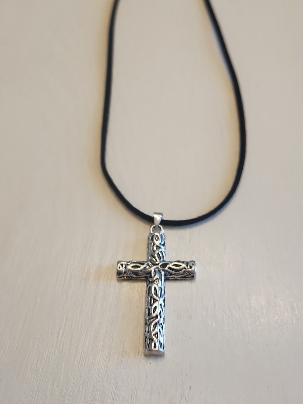 Intricate Silver Cross Antique Pendant Necklace